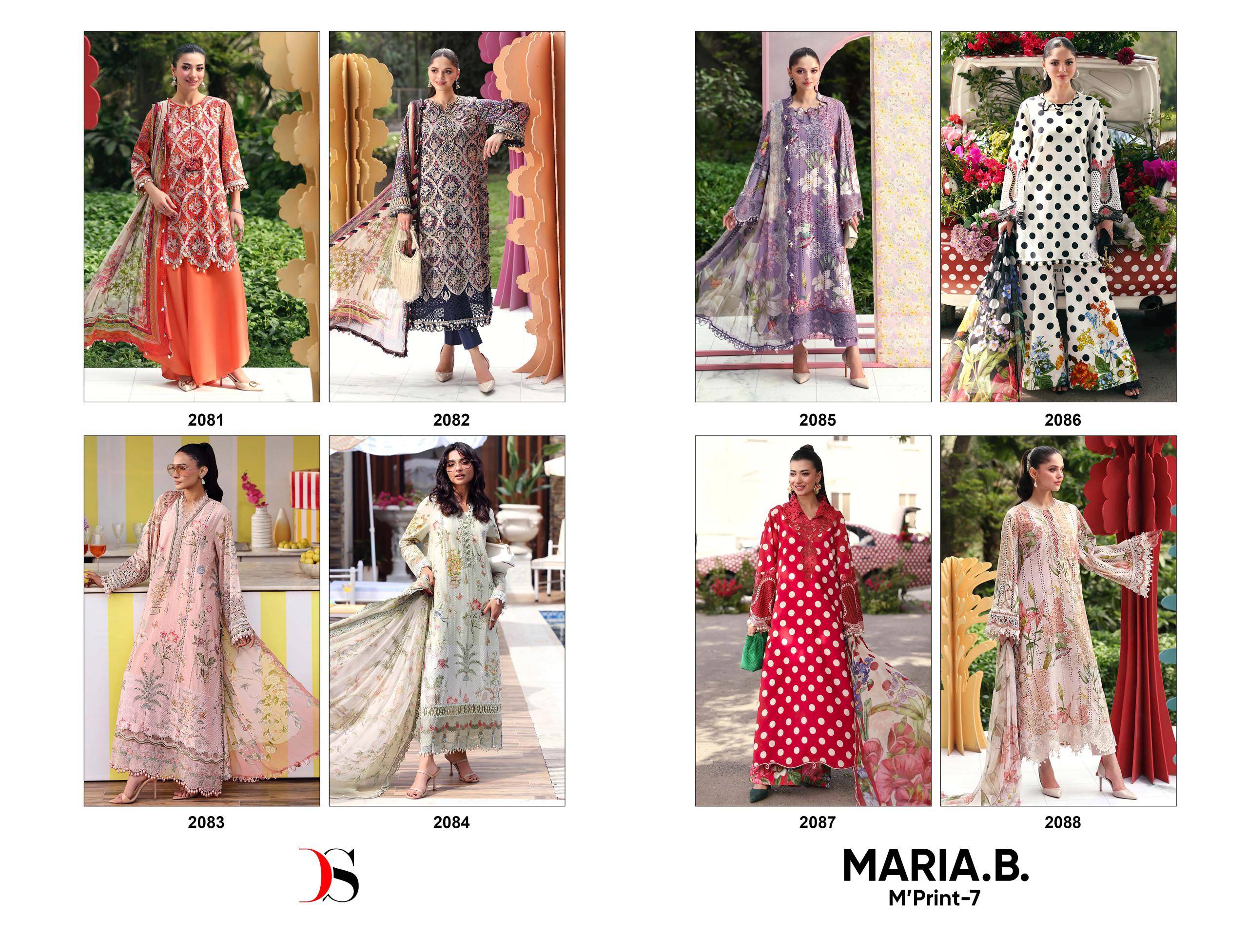 MARIA B. Mprint 25-7 by DEEPSY SUITS 2081 To 2088 Series Beautiful Pakistani Suits Wear Pure Cotton Dresses At Wholesale Price